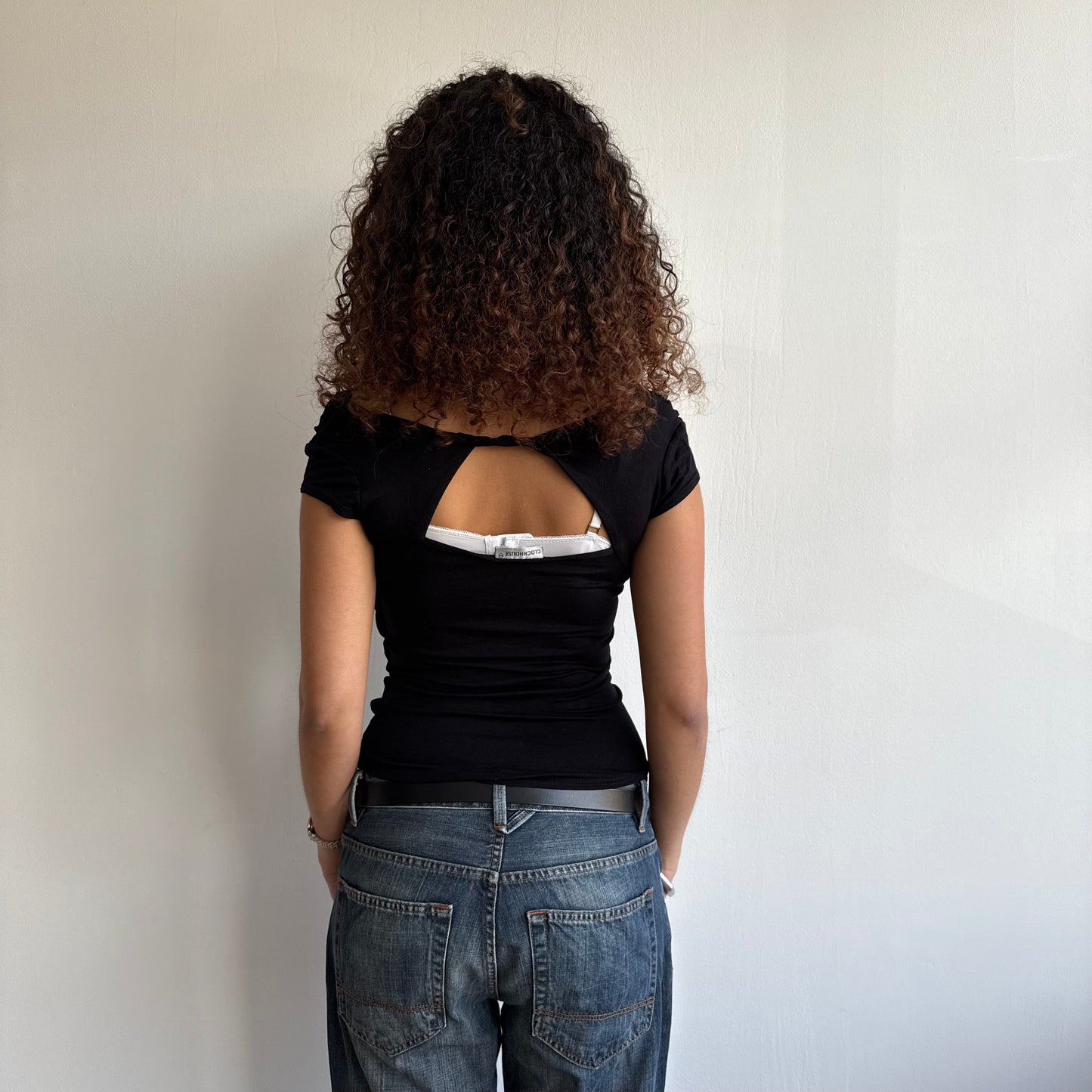 Black wrap twist cowl top - Size S