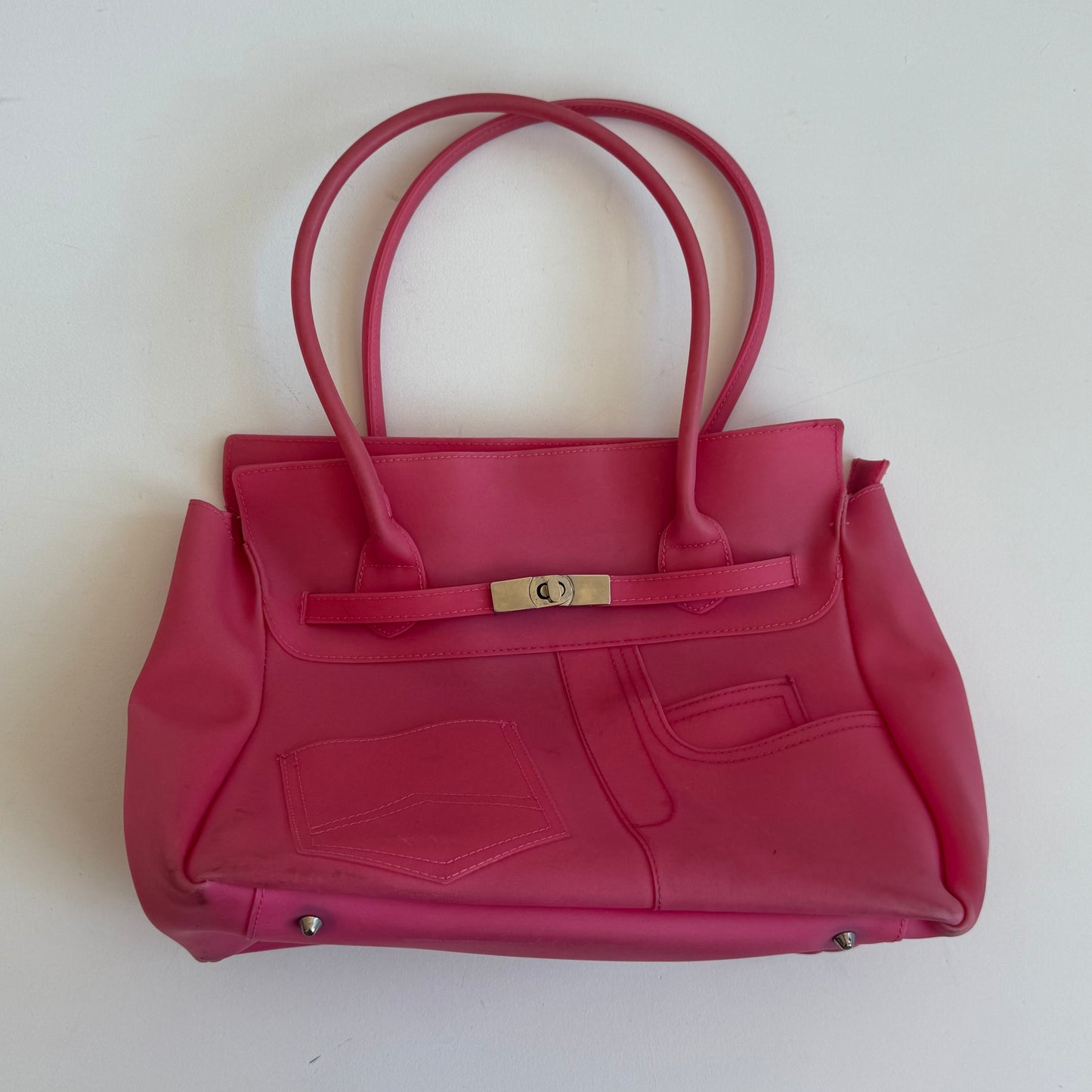Hot pink jelly ‘firkin’ bag - One Size