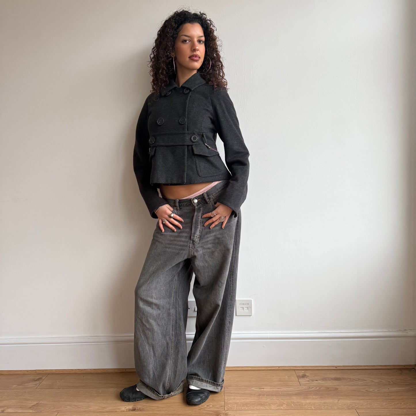 SPORTMAX grey peacoat - Size S