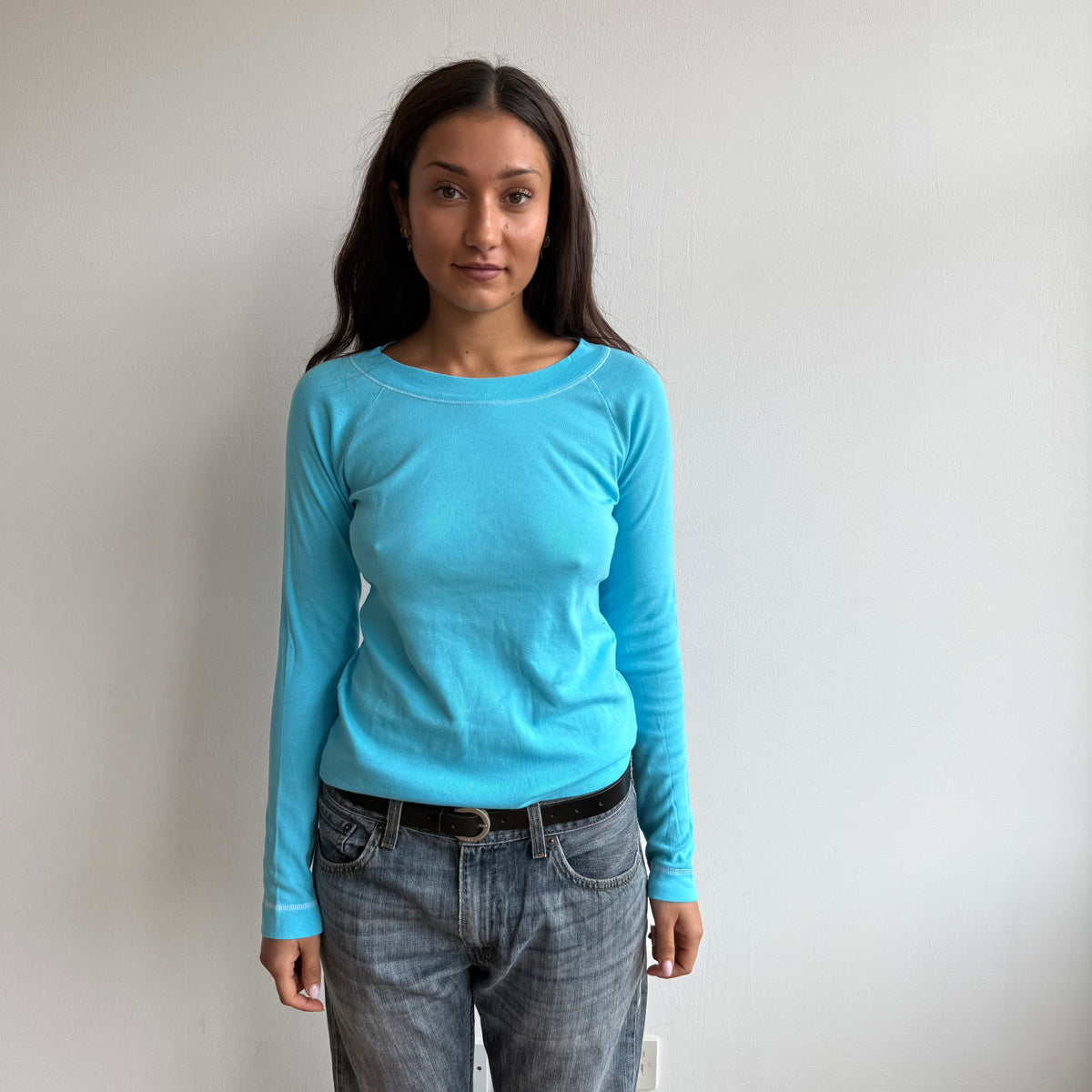 Turquoise stitch top - Size S-M