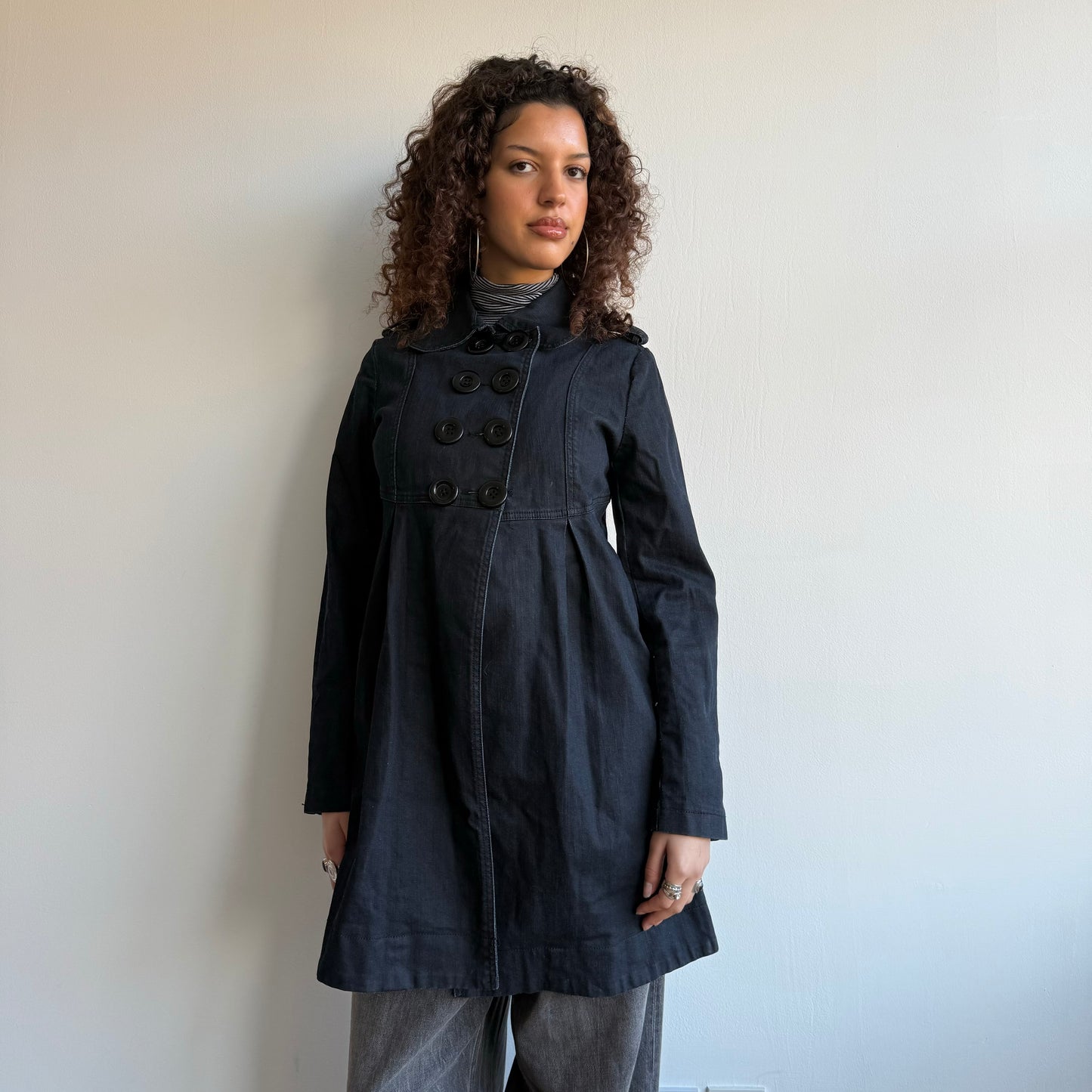 Dark wash denim peacoat - Size S