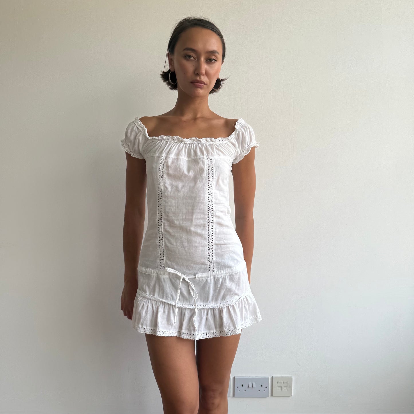 White milkmaid mini dress - Size XS