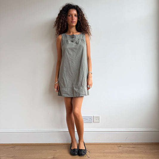 Khaki button dress - Size M