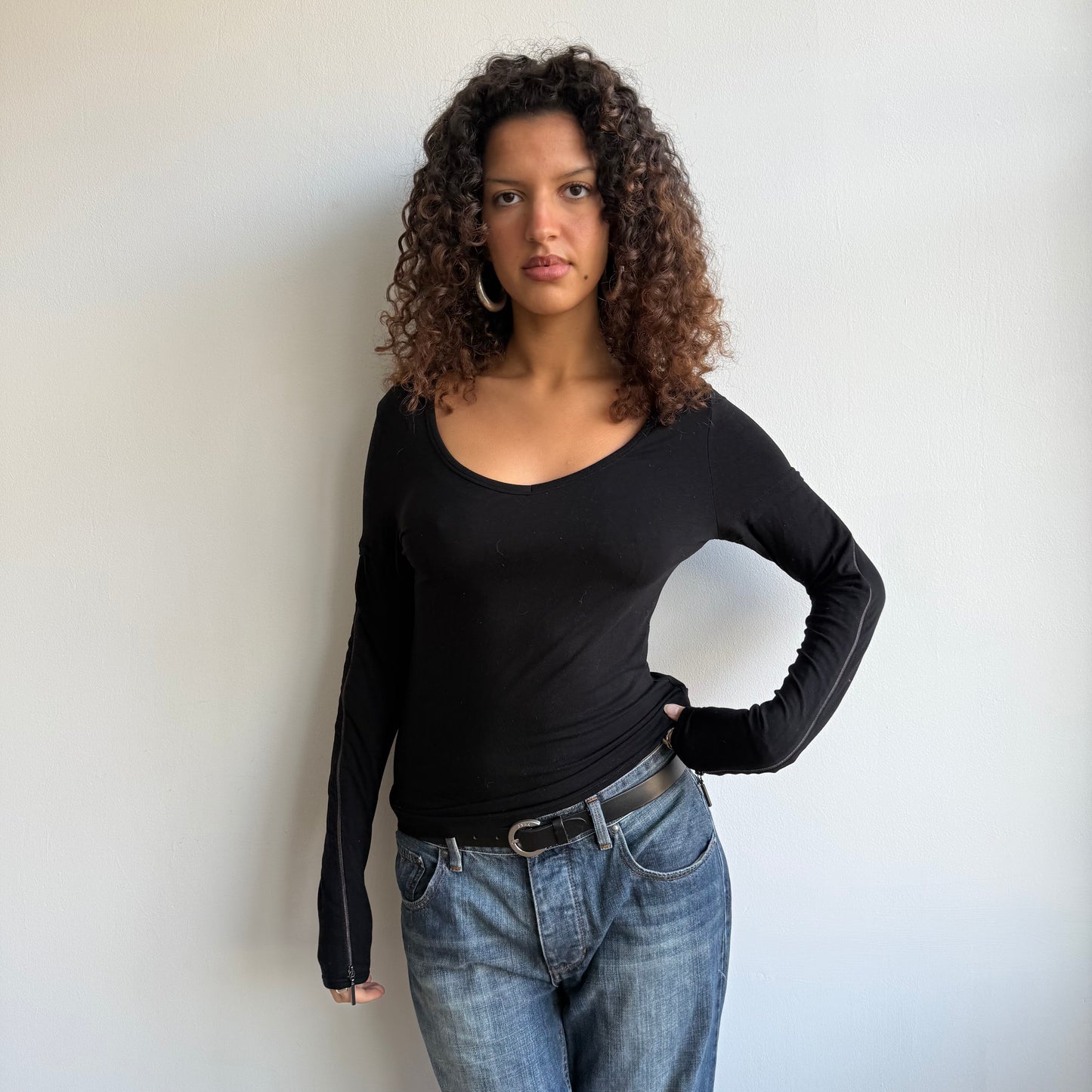 Black Cop Copine zip top - Size S/M