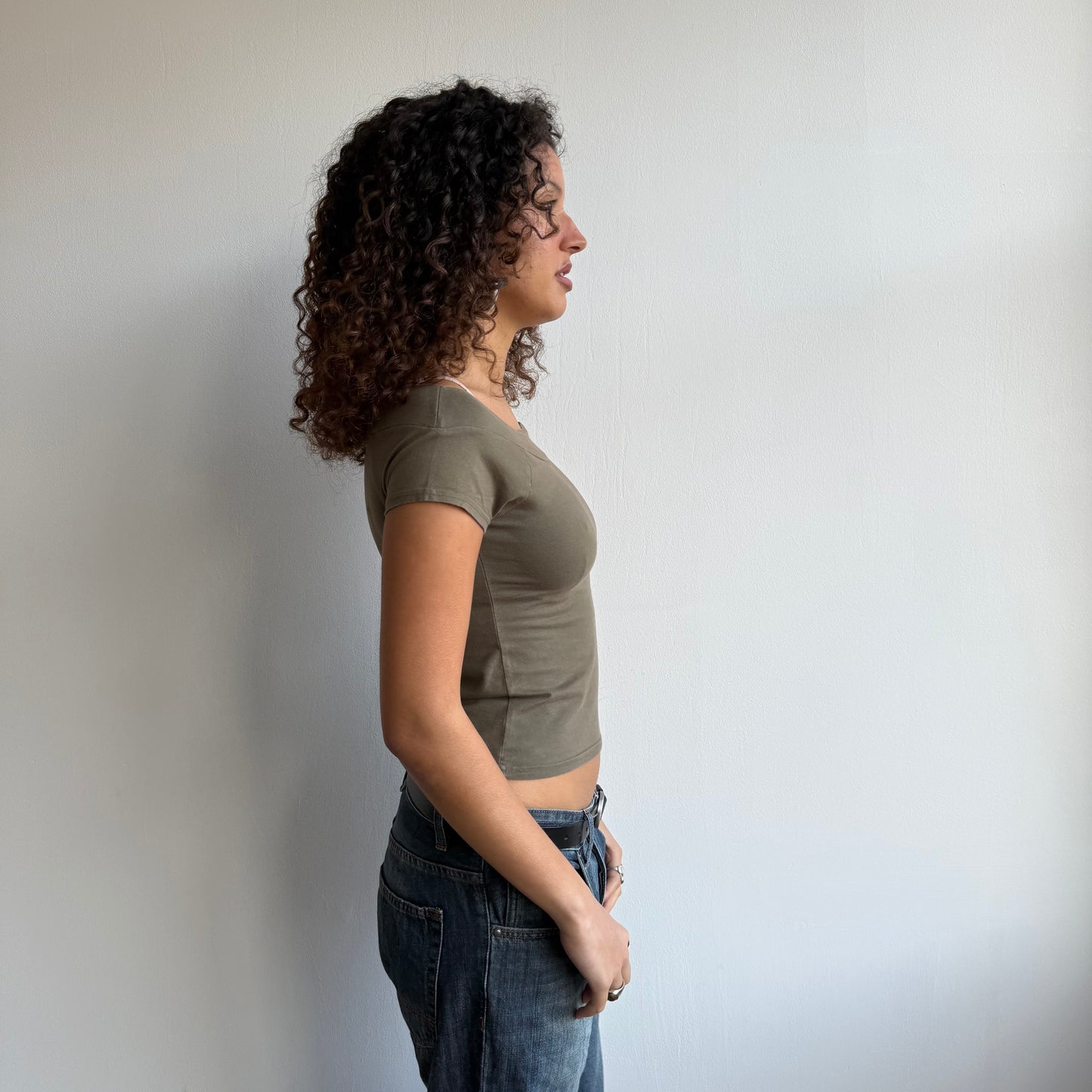 Khaki Bardot t-shirt - Size S