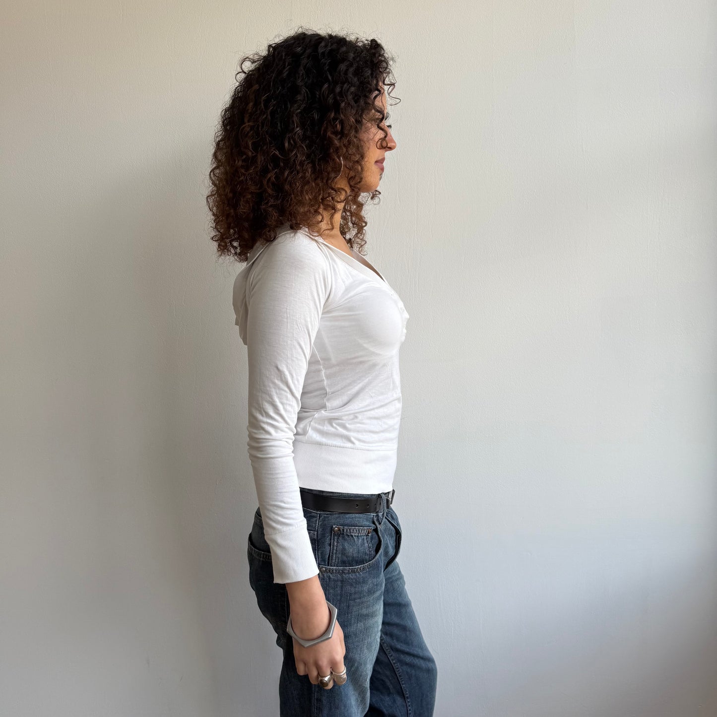 White hooded top - Size S