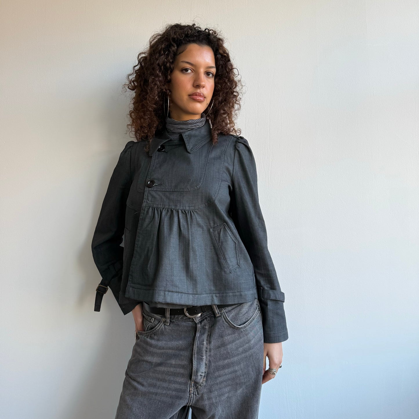 Grey denim peacoat - Size S