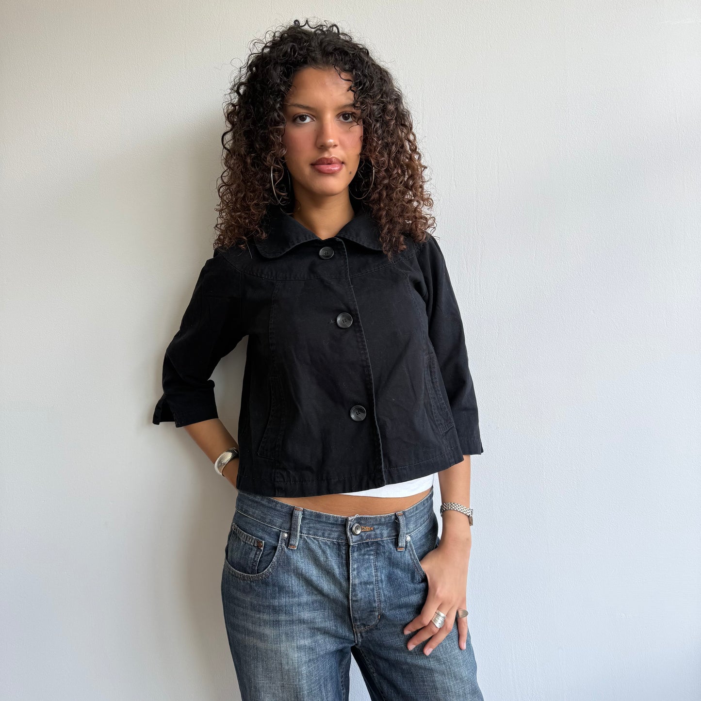 Black 3/4 sleeve jacket - Size S
