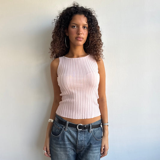 Pink ribbed top - Size S