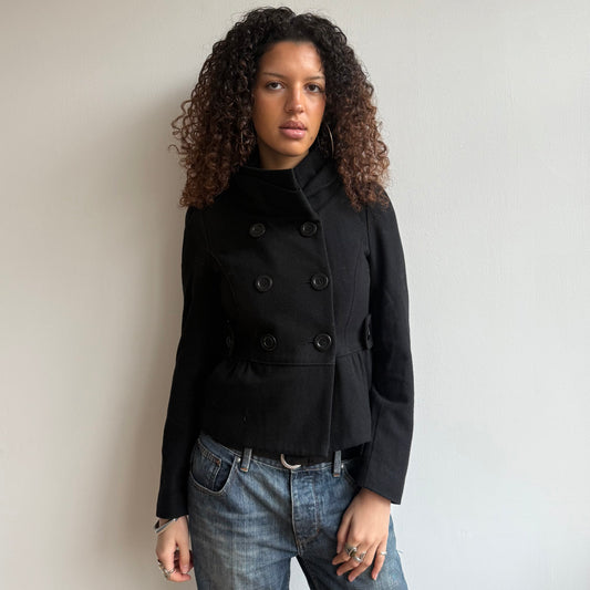 Black bow peacoat - Size S