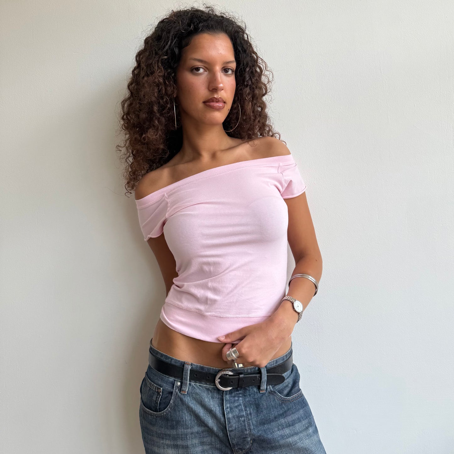 Pink bardot top - Size S