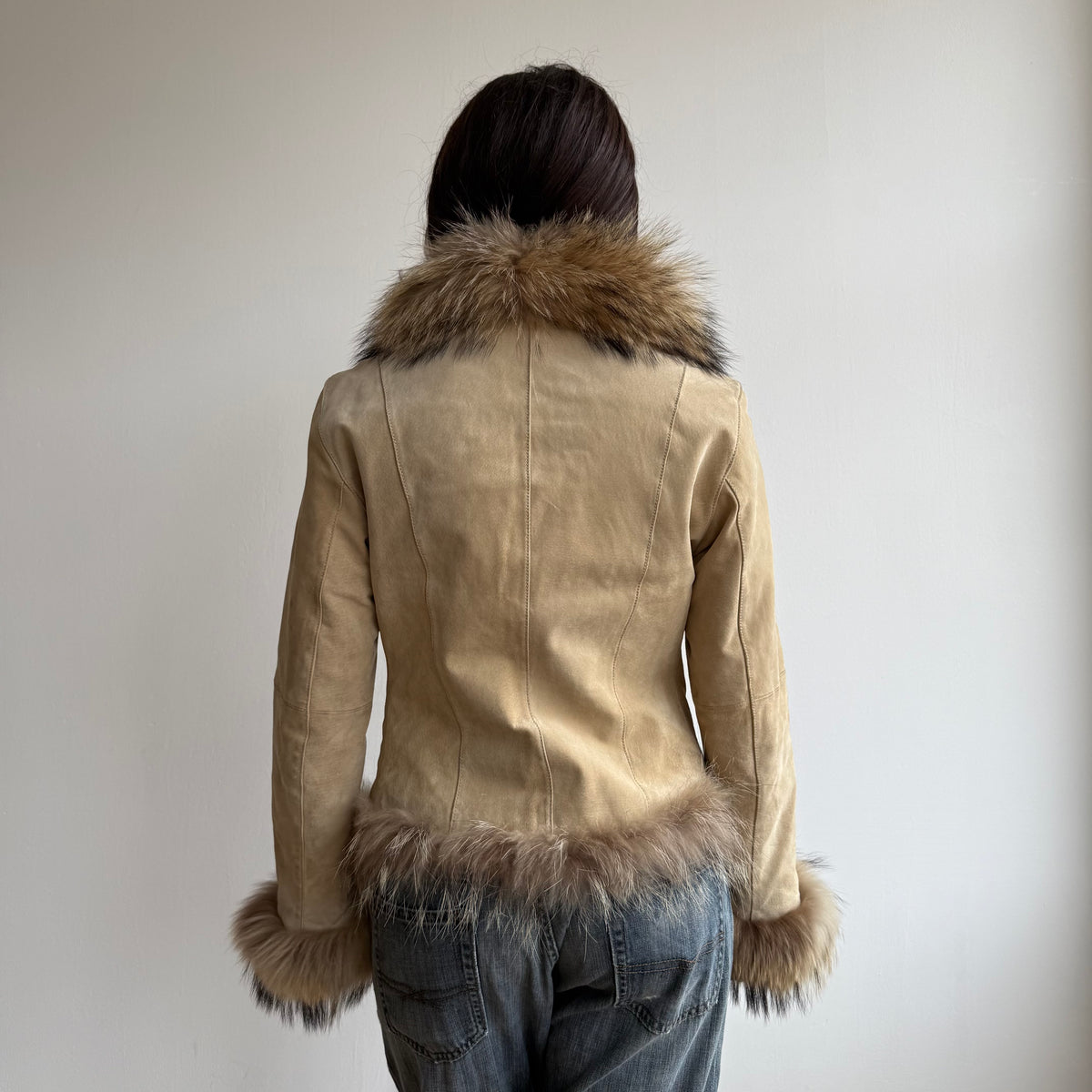 Brown leather suede afghan coat - Size M