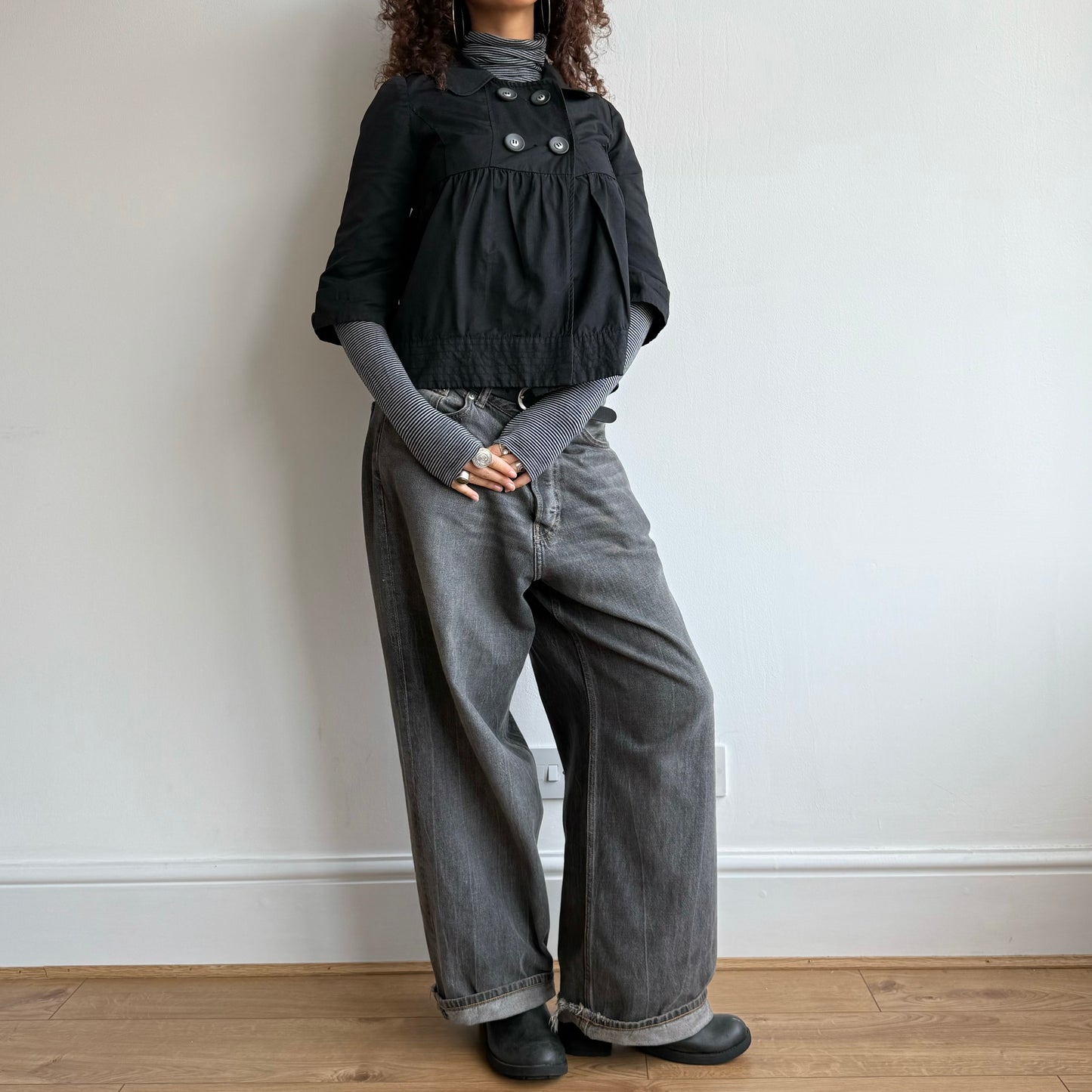 Grey stripe roll neck - Size S
