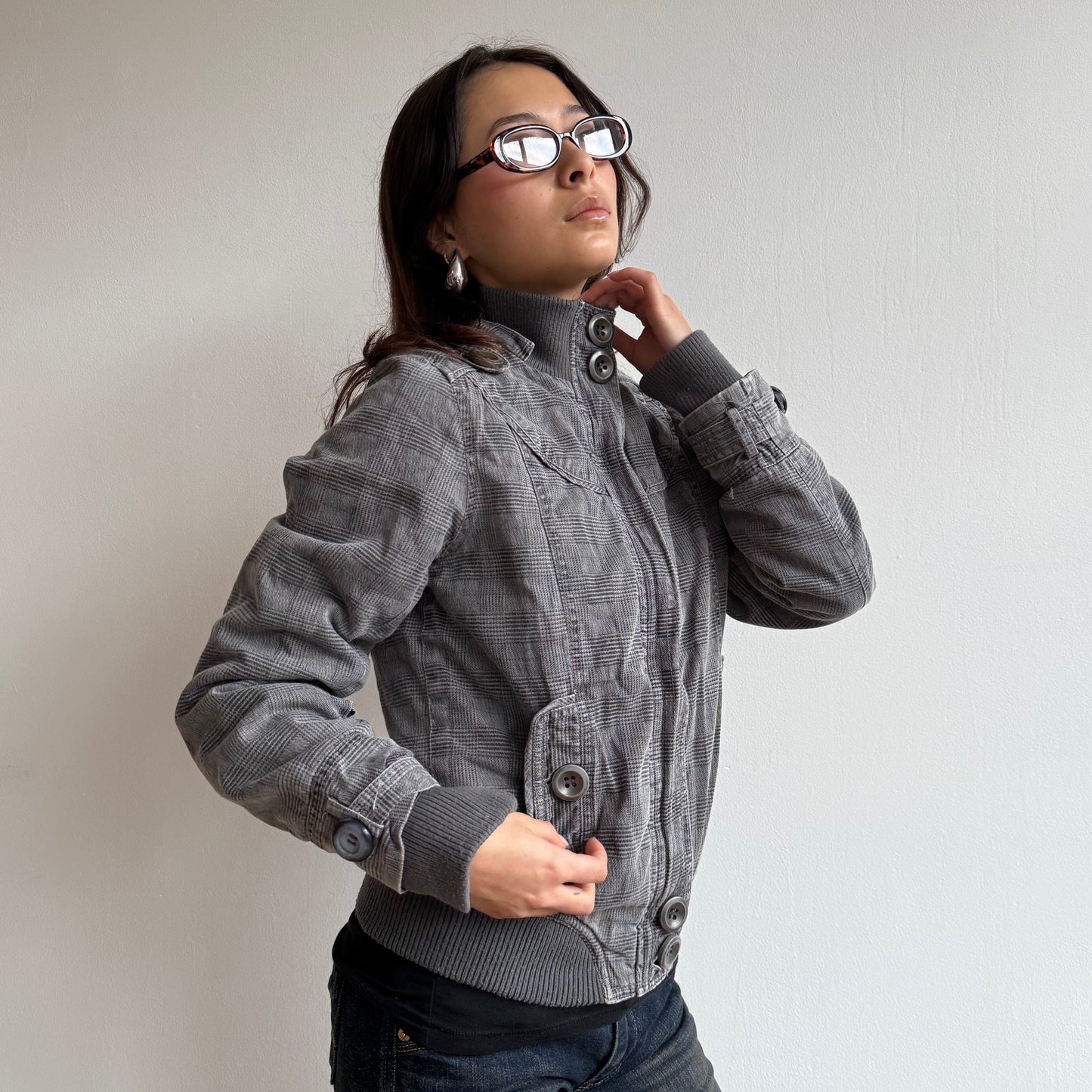 Grey plaid bomber - Size S