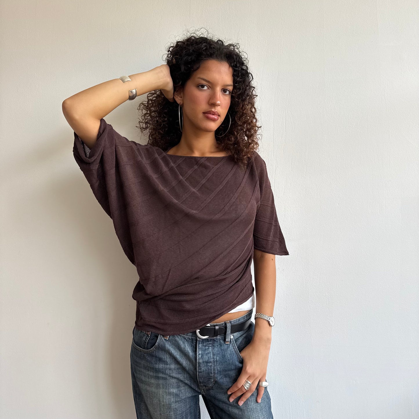 Brown asymmetric jumper - Size S