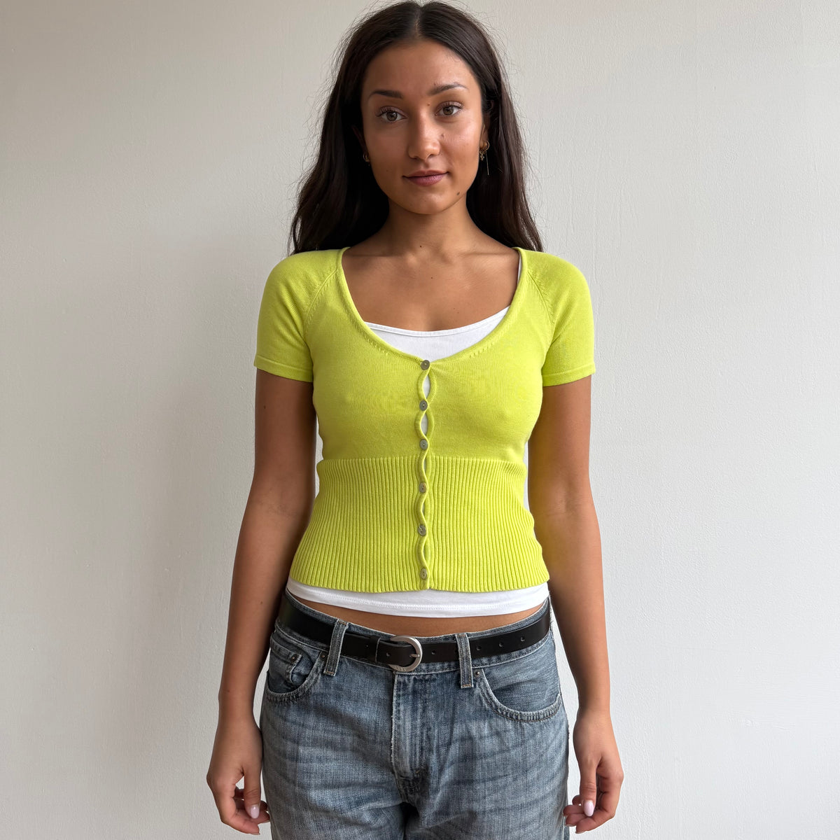 Chartreuse cropped cardigan - Size S