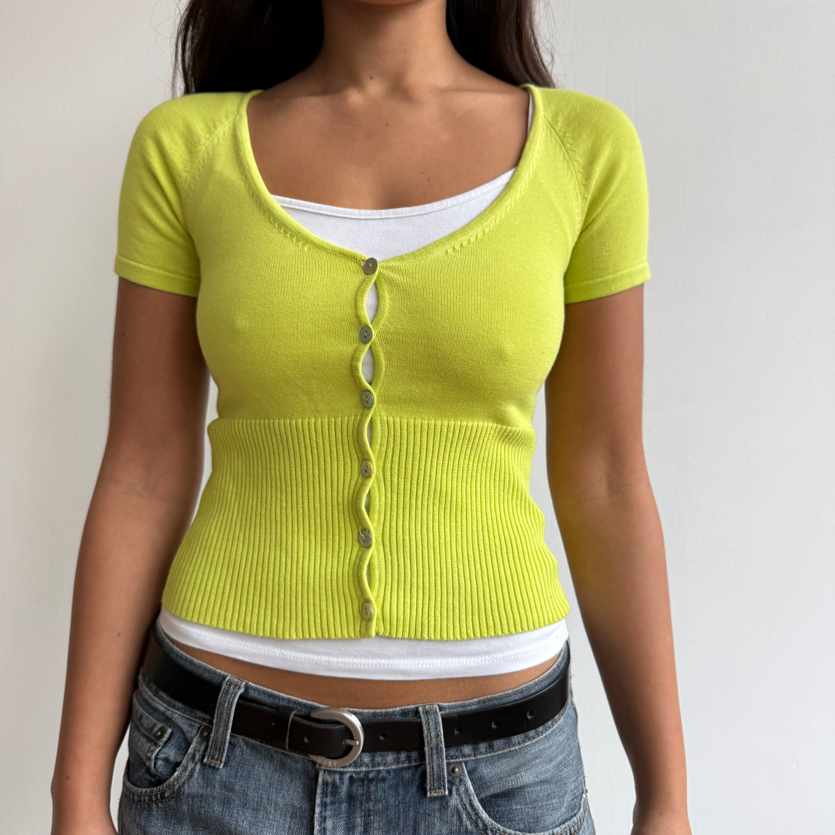 Chartreuse cropped cardigan - Size S