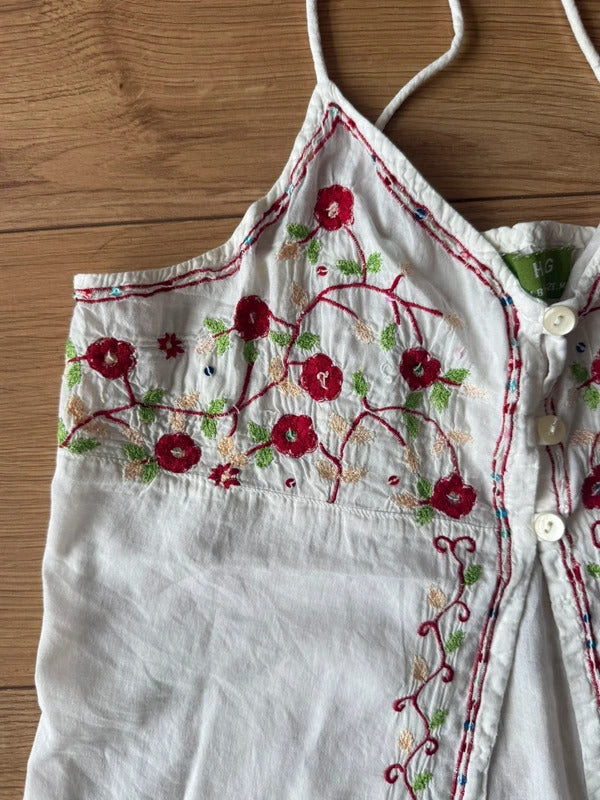 White embroided open front cami - Size XS
