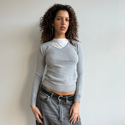 Grey v-neck knit - Size S