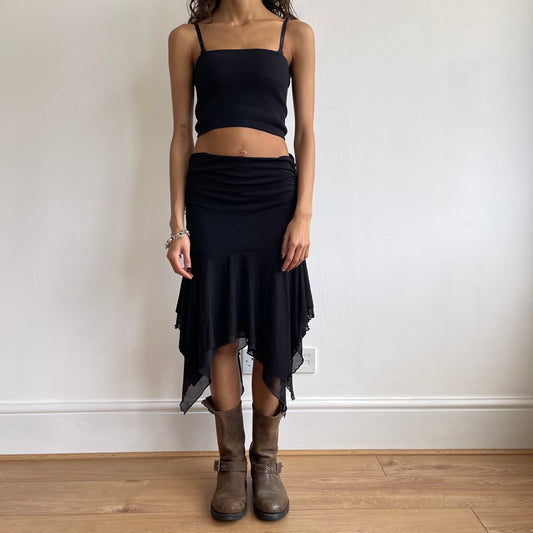 Black floaty asymmetric skirt - Size S