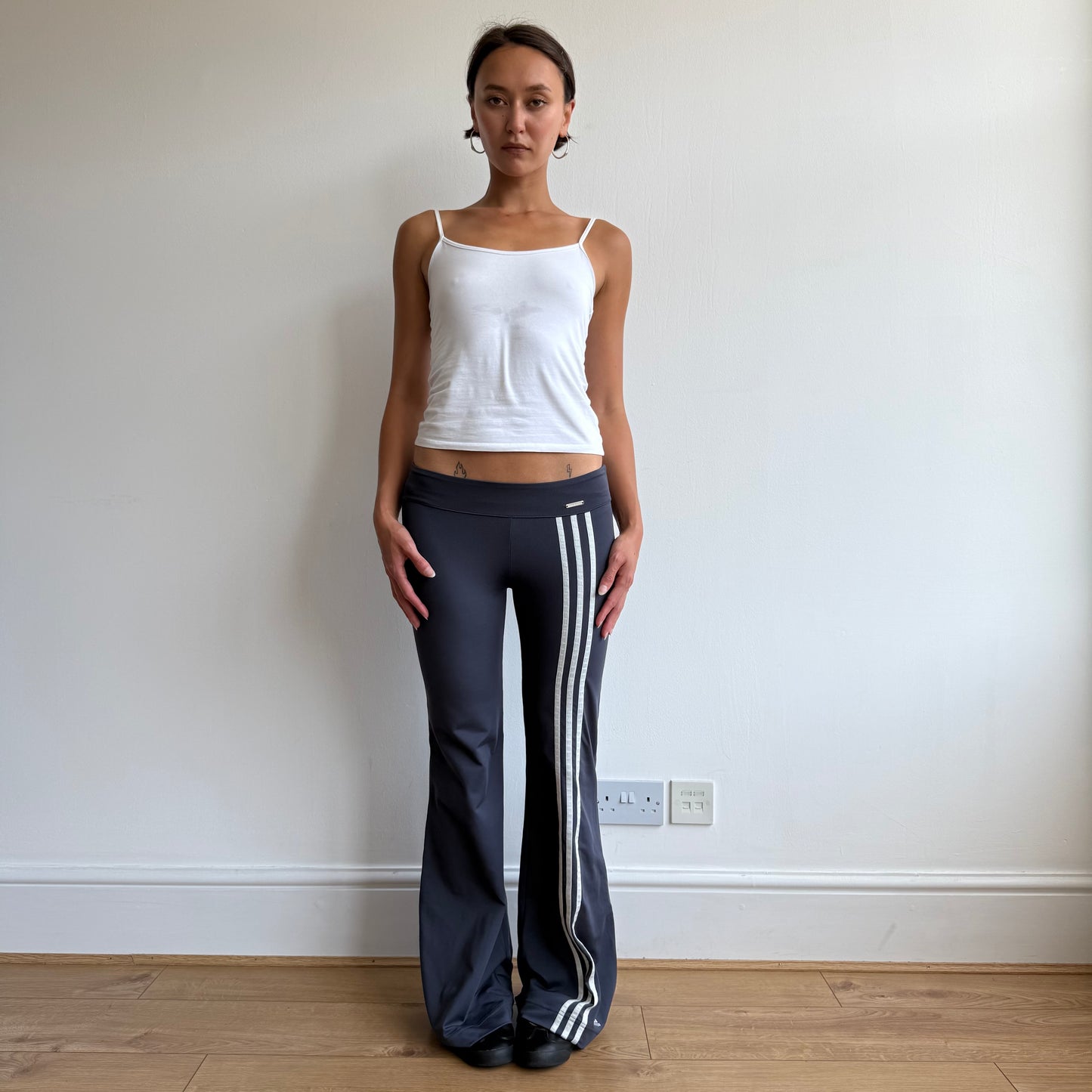 Adidas striped flared yoga pants + top - Size S