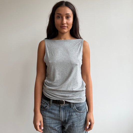 Grey wrap open back top - Size S/M