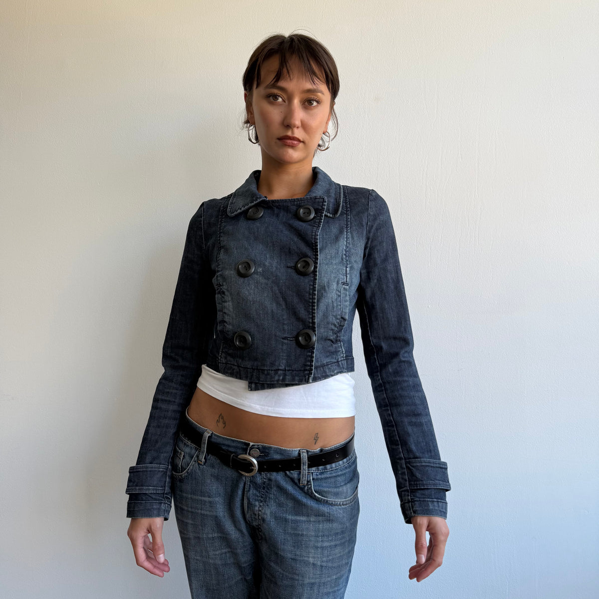 Denim cropped peacoat - Size S
