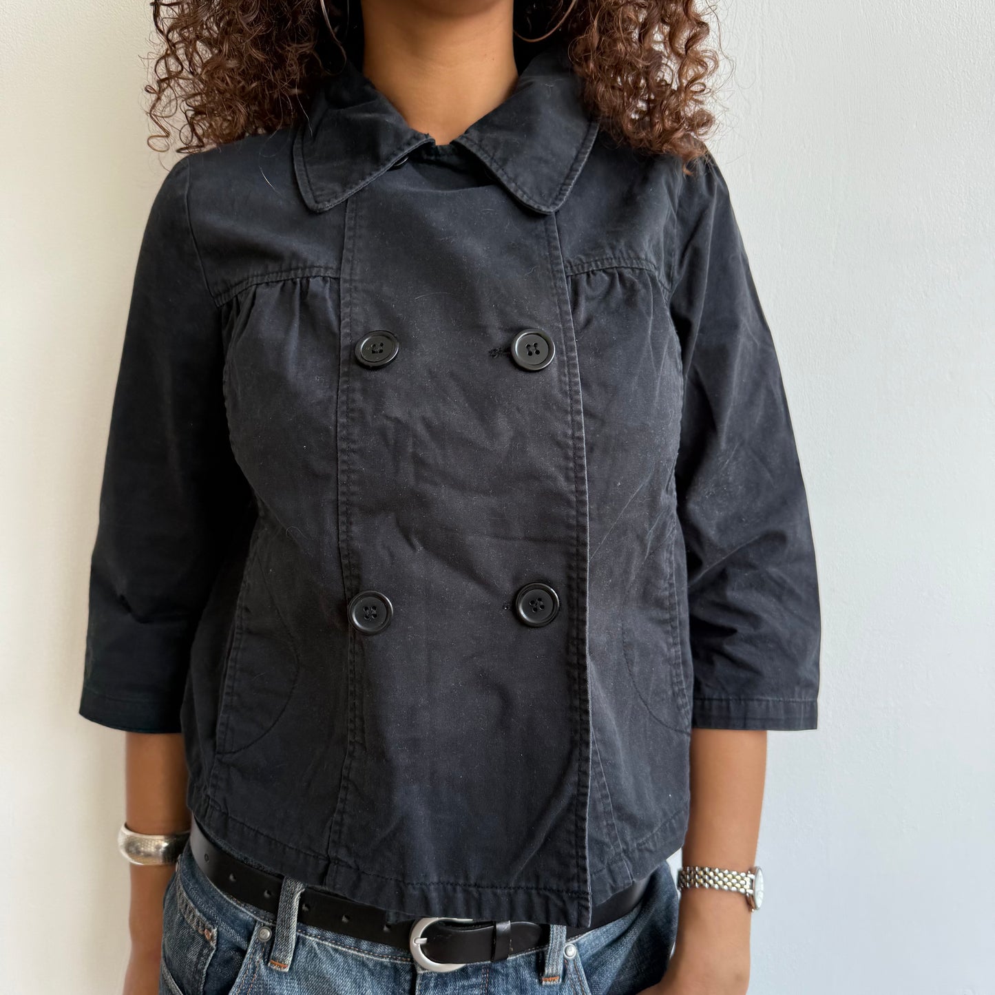 Black button 3/4 swing jacket - Size S