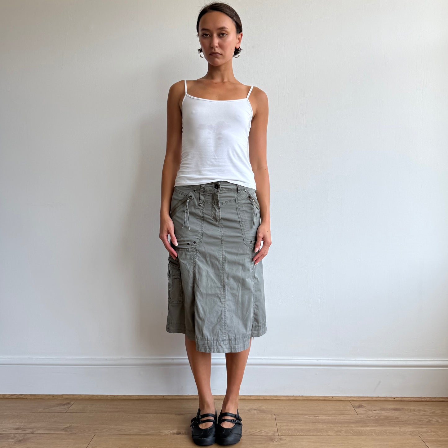 Khaki cargo midi skirt - Size S