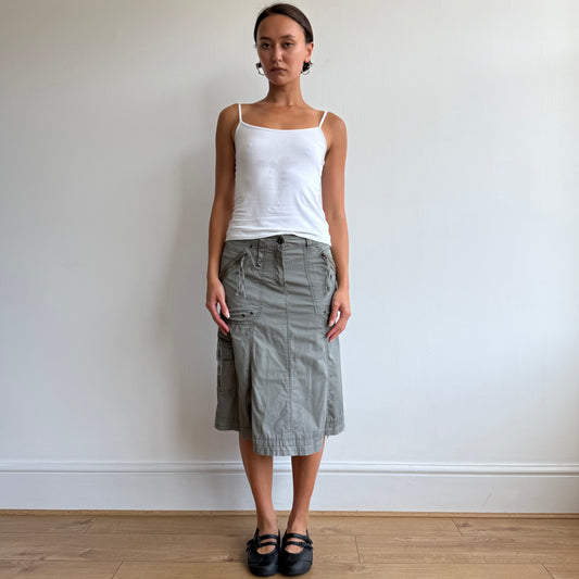 Khaki cargo midi skirt - Size S