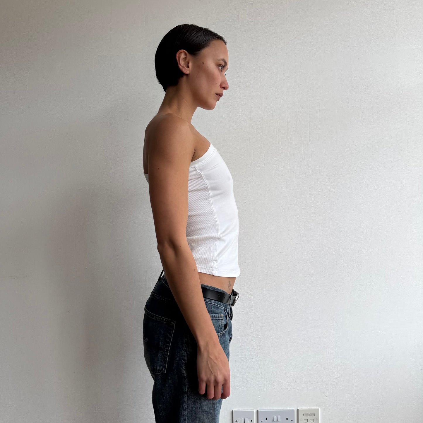 White one shoulder top - Size S