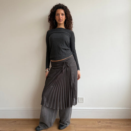 Brown plisse skirt - Size S/M