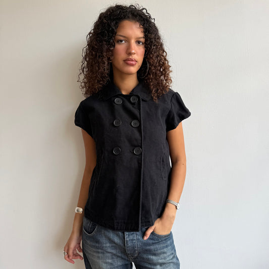 Black short sleeve peacoat - Size L