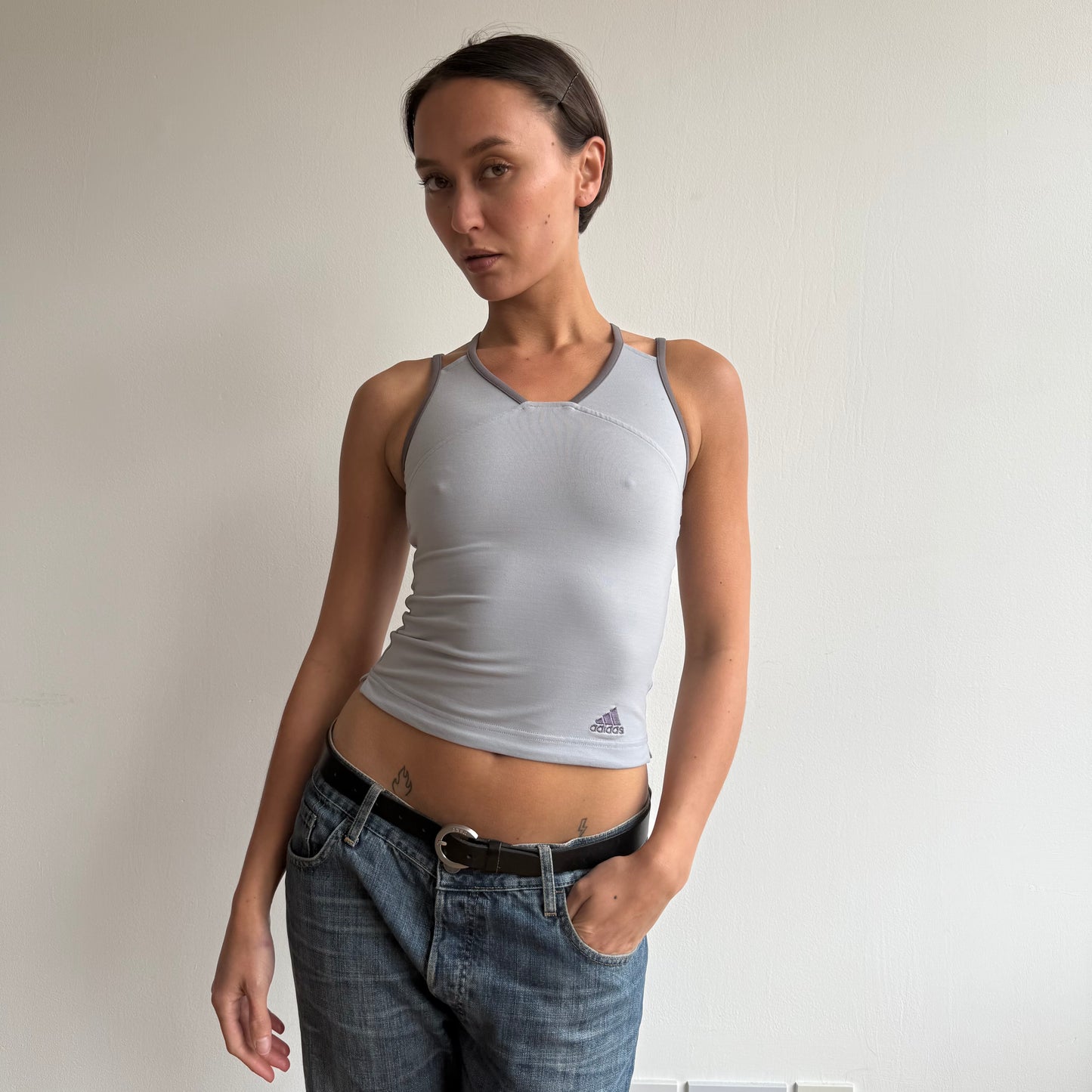 Grey Adidas racer back top - Size XS