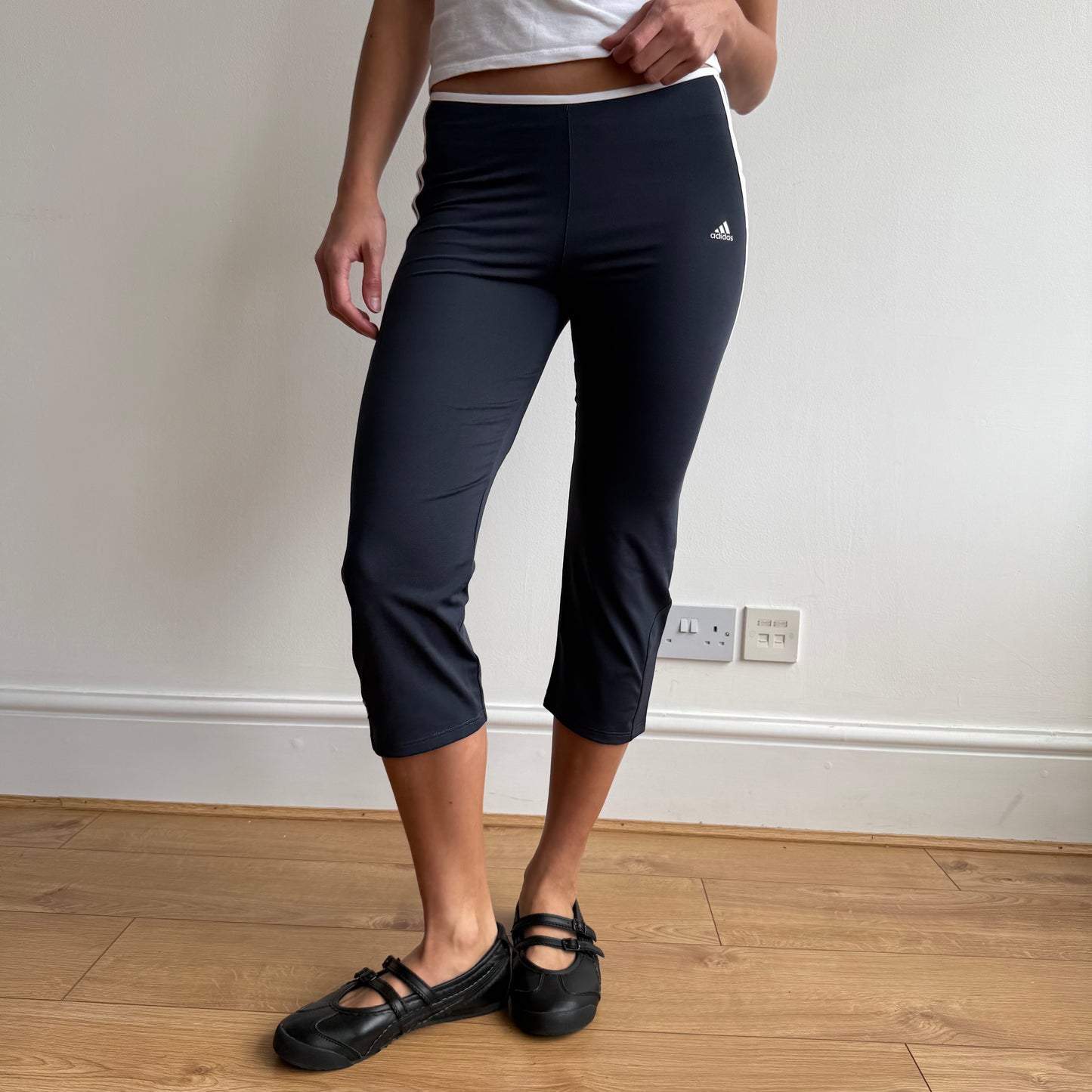 Navy Adidas stripe capris - Size XS