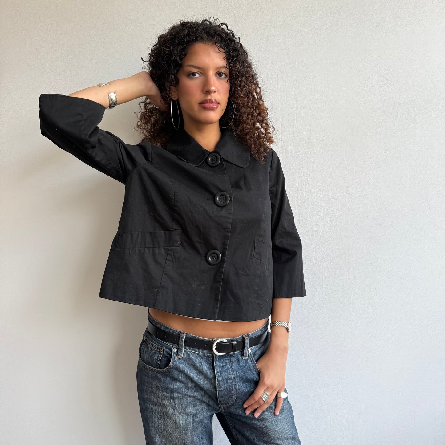 Black collar swing jacket - Size M