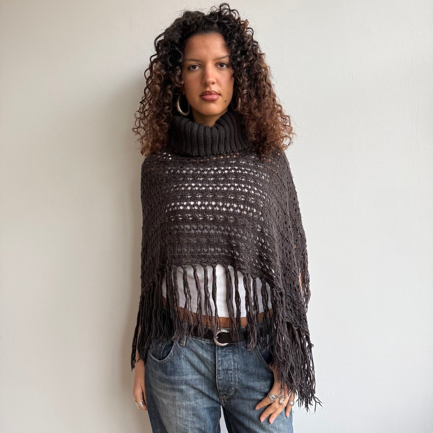 Brown knit poncho - One Size
