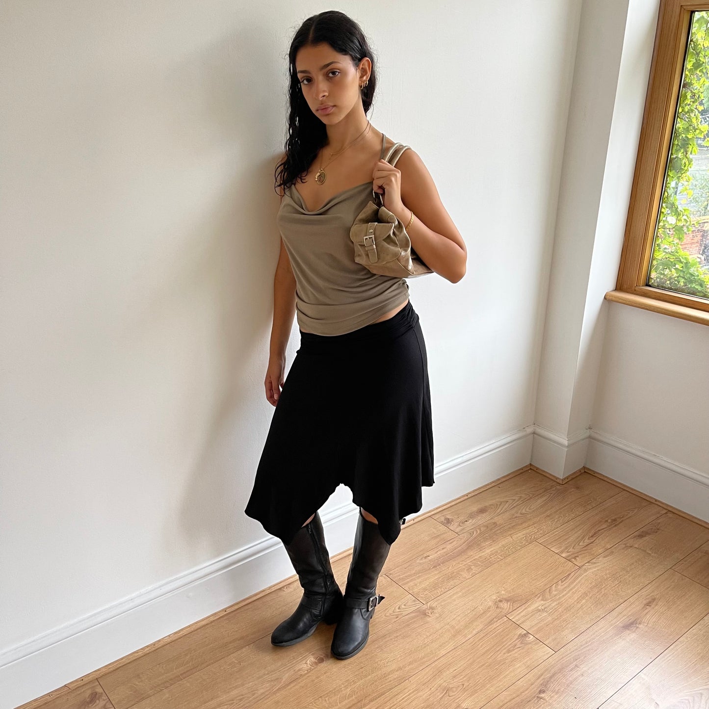 Khaki cowl neck - Size S