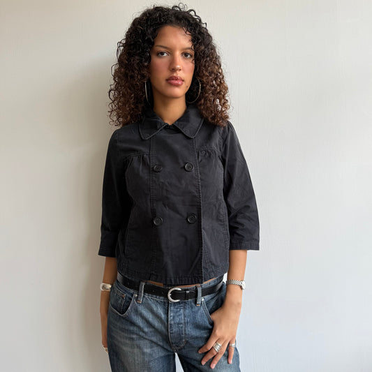 Black button 3/4 swing jacket - Size S