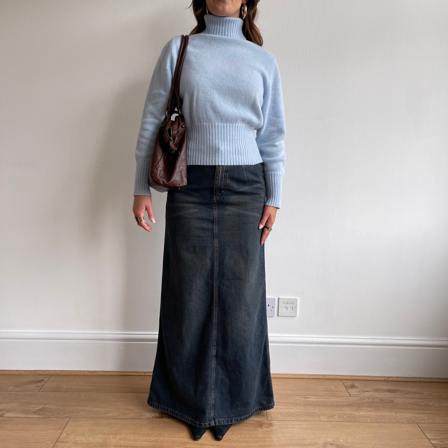 Blue angora roll neck jumper - Size S