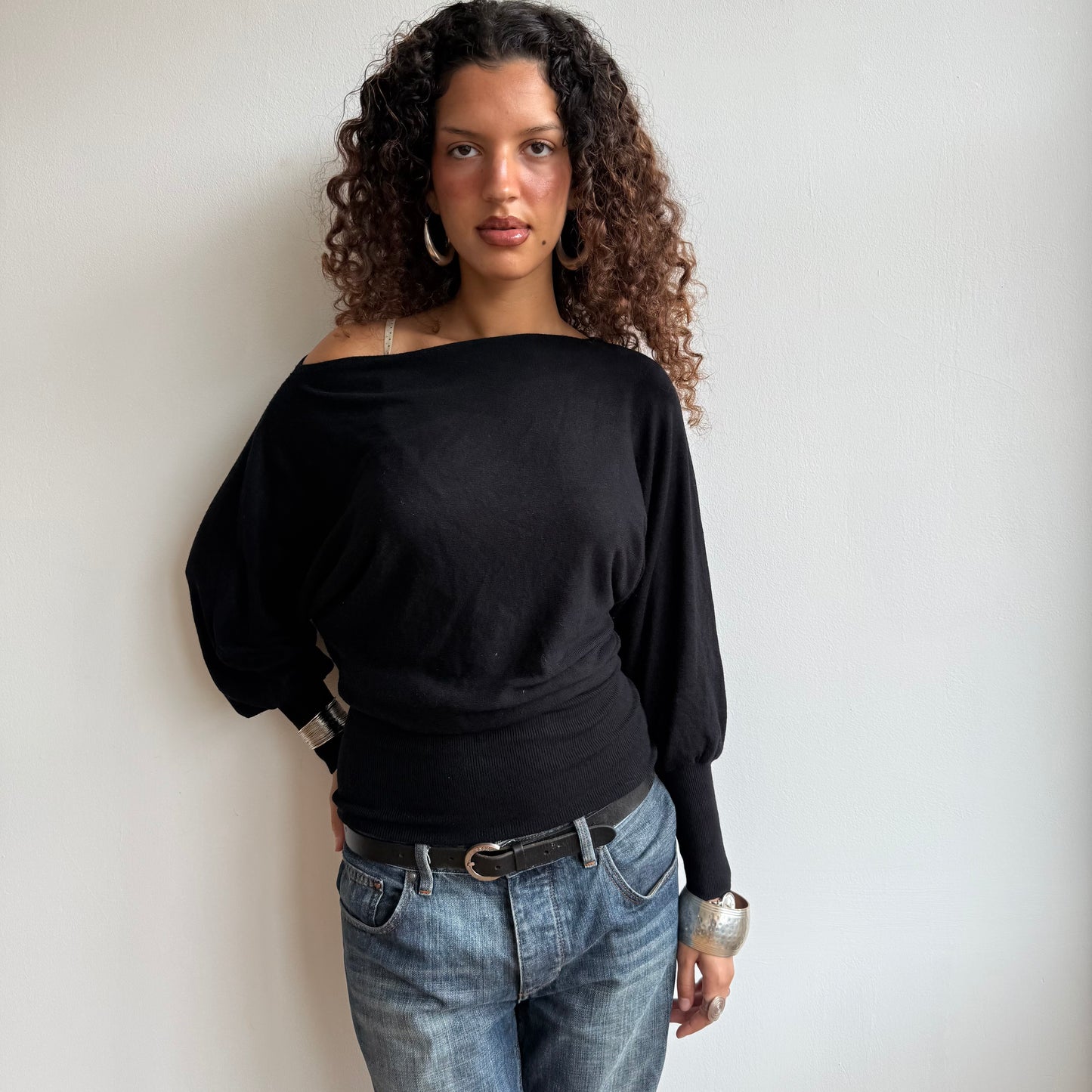 Black slouchy knit jumper - Size M