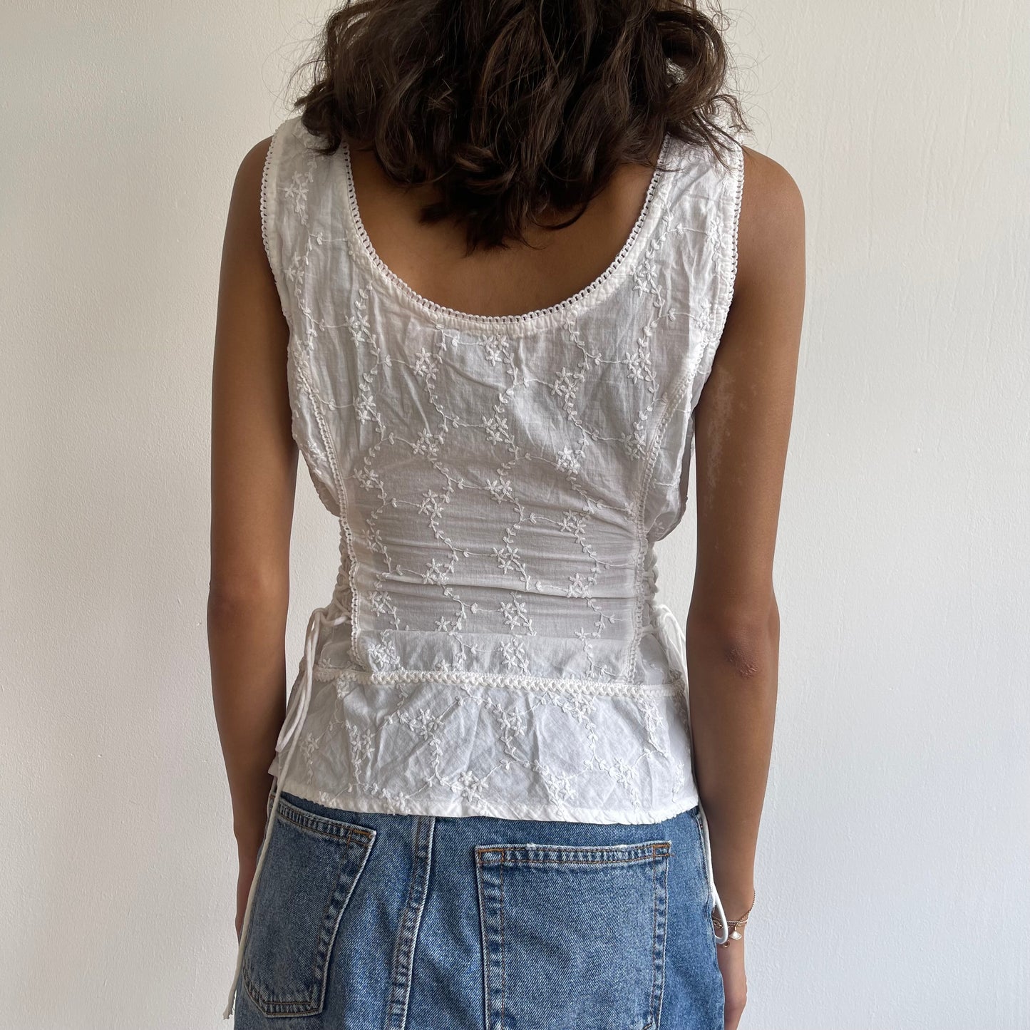 White tie side milkmaid top - Size XS/S