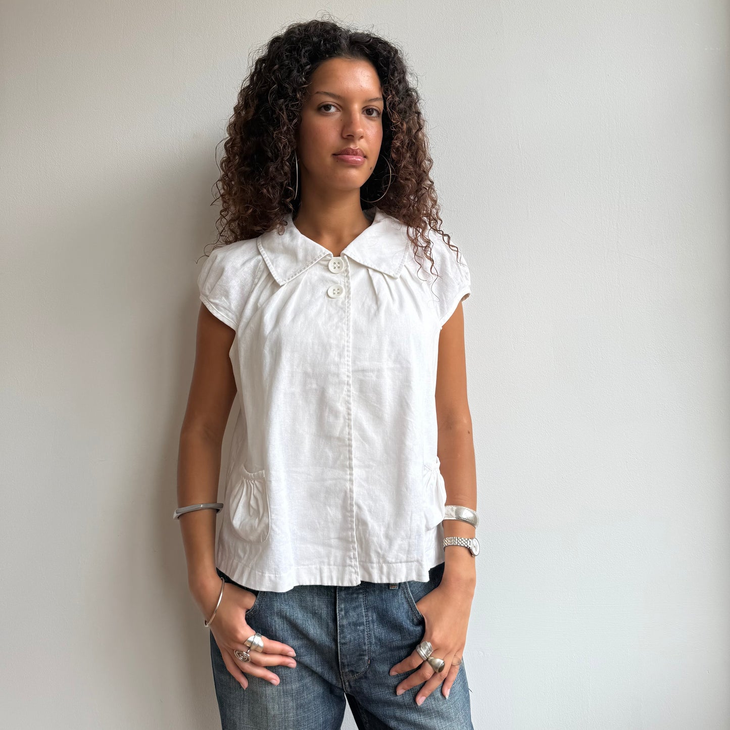 White short sleeve peacoat - Size M/L