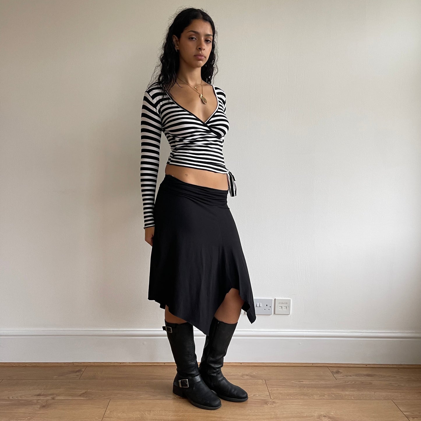 Black and white stripe ballet top - Size S