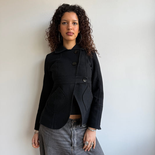 Black asymmetric coat - Size S