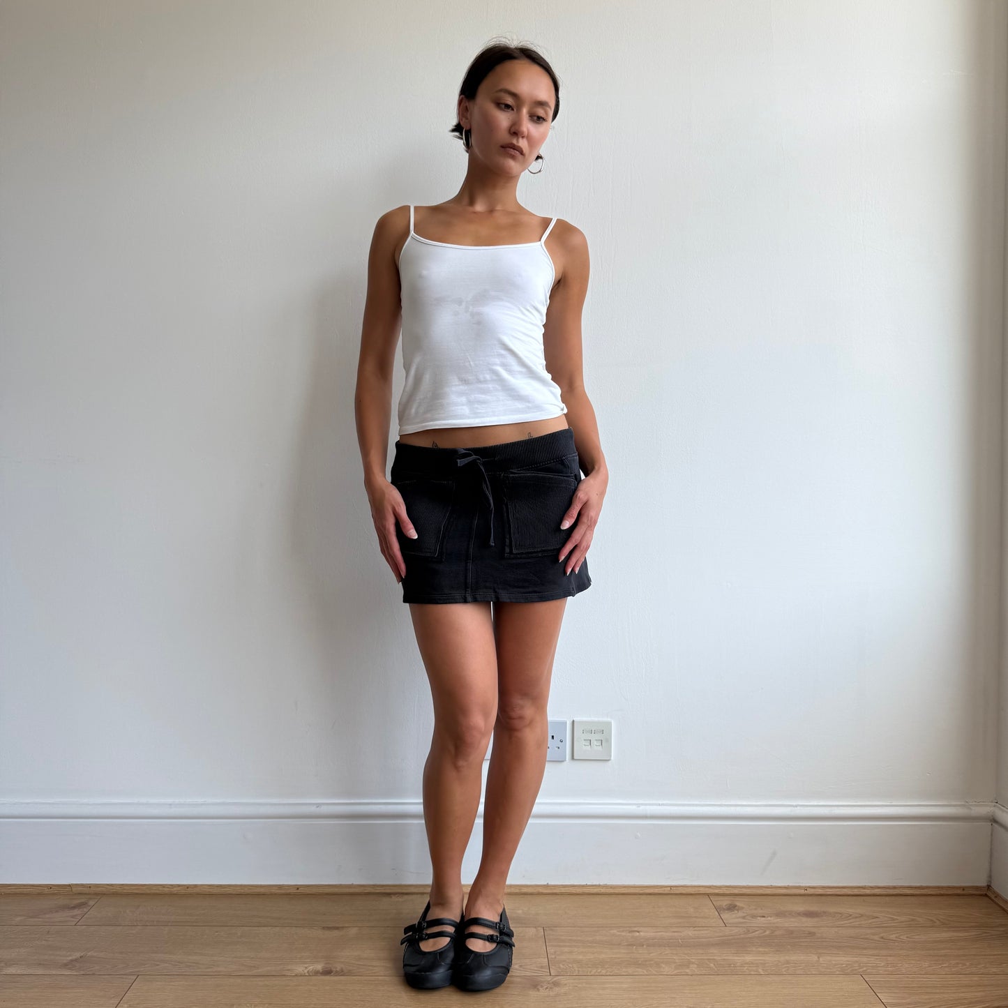 Black jersey pocket mini skirt - Size S