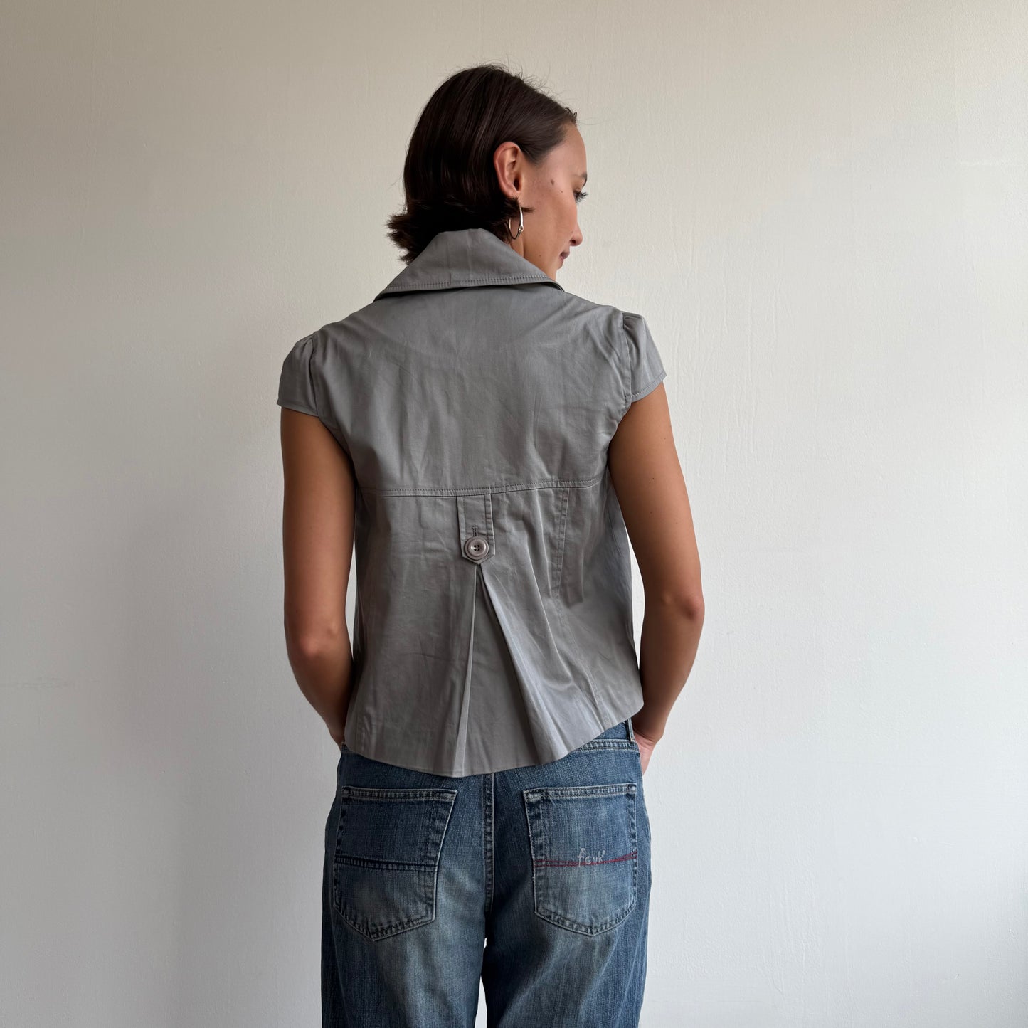 Grey short sleeve peacoat - Size S