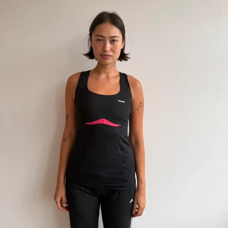 Black + pink sporty Reebok top - Size M