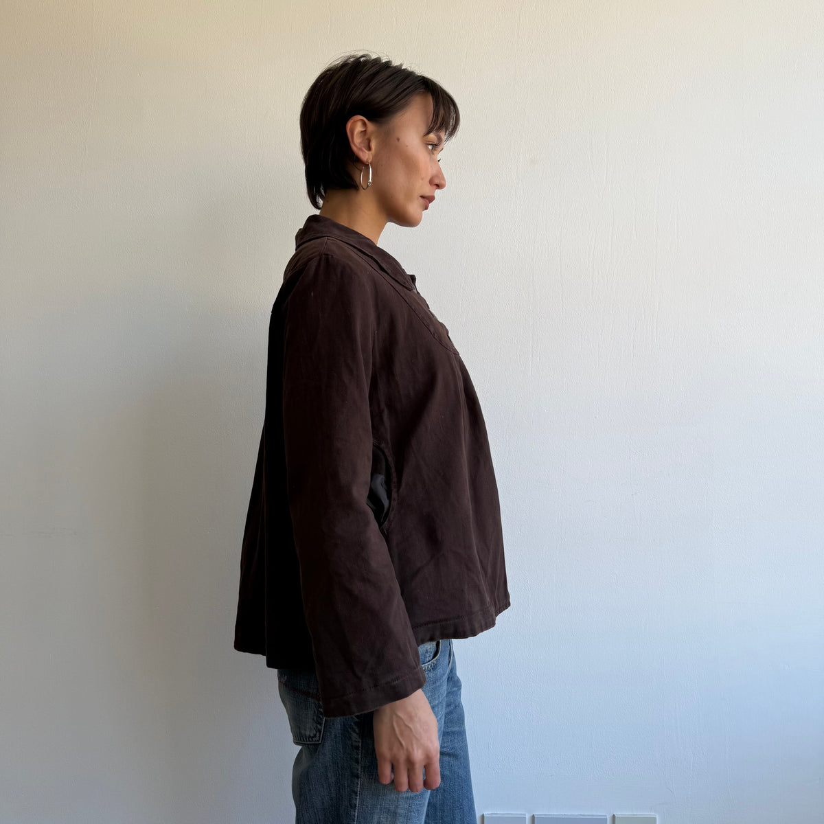 Brown long sleeve swing coat - Size M