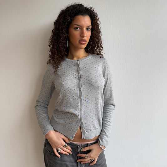 Grey polka dot cardi - Size M